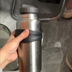 Stainless Steel Water Bottle with Black Grip